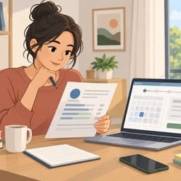 Une personne relit ses résultats d’examen et prépare une nouvelle inscription